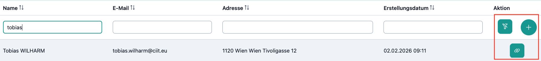 Bild zeigt alle verfügbaren Aktionen im Antragssteller
