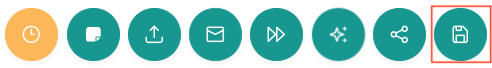 The image shows the quick action bar in the file view and the last action, with the cassette icon, "Save", is outlined in red.