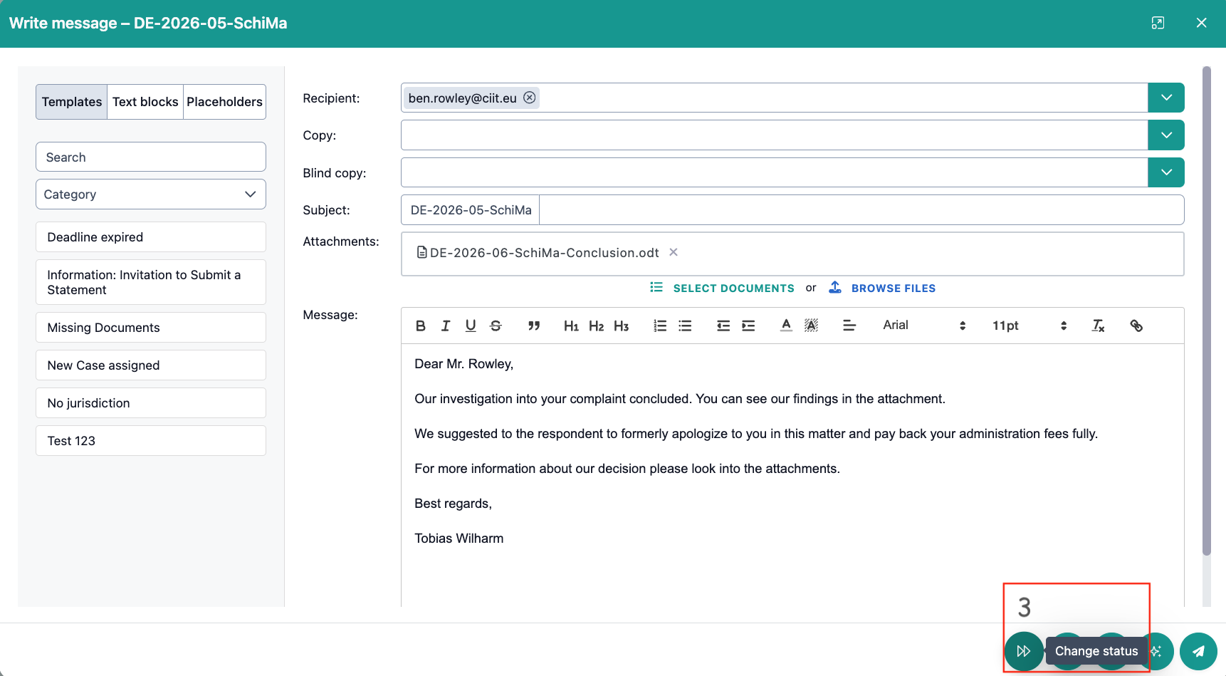 The image shows step 3 for approvals. Status change and selection list with Approval are highlighted in color.