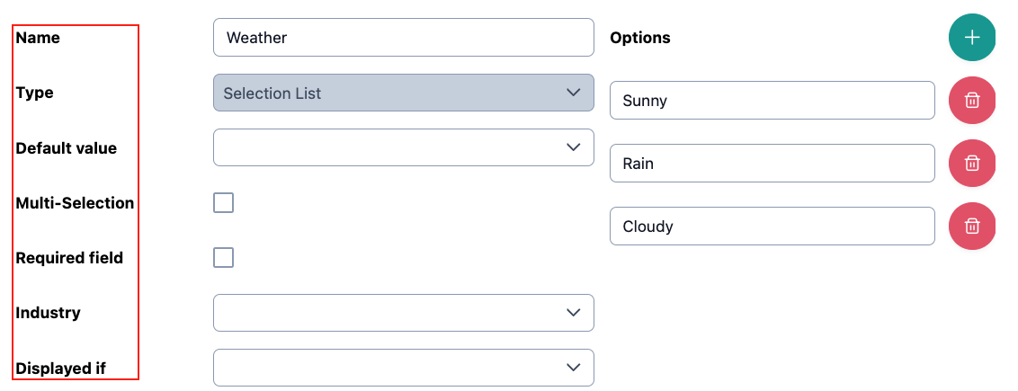 The image shows the change options for custom fields in OmbuDesk.