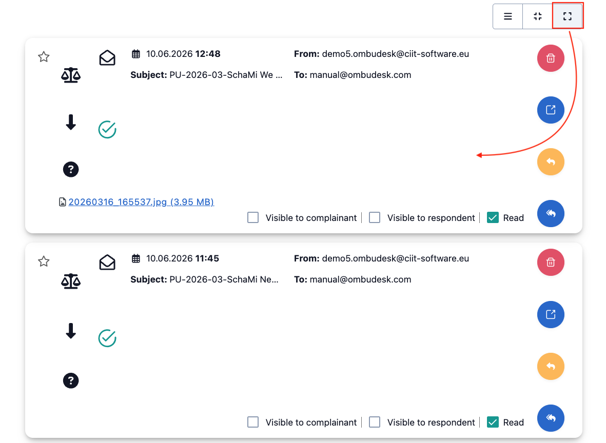 The image shows the largest display form of the email tab