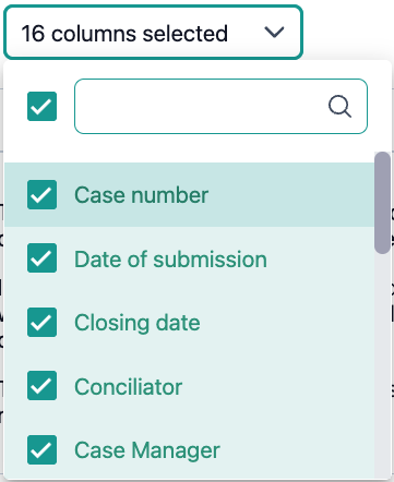 The image shows the column selection for the similarity search, which adds or subtracts information depending on the selection status